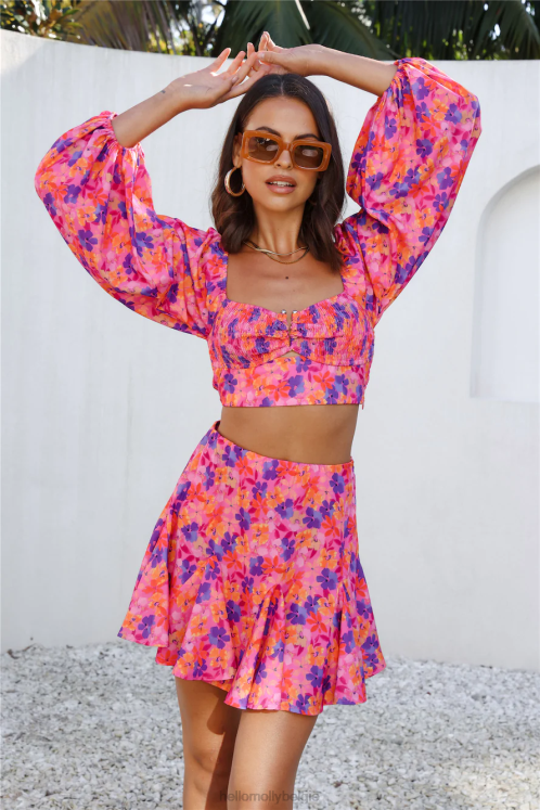 kleding Hello Molly hals over kop rok bloemen XR2L9193