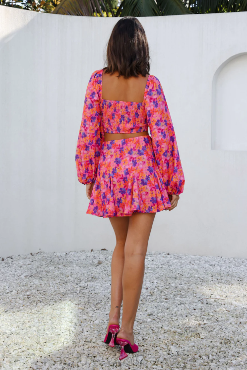 kleding Hello Molly hals over kop rok bloemen XR2L9193