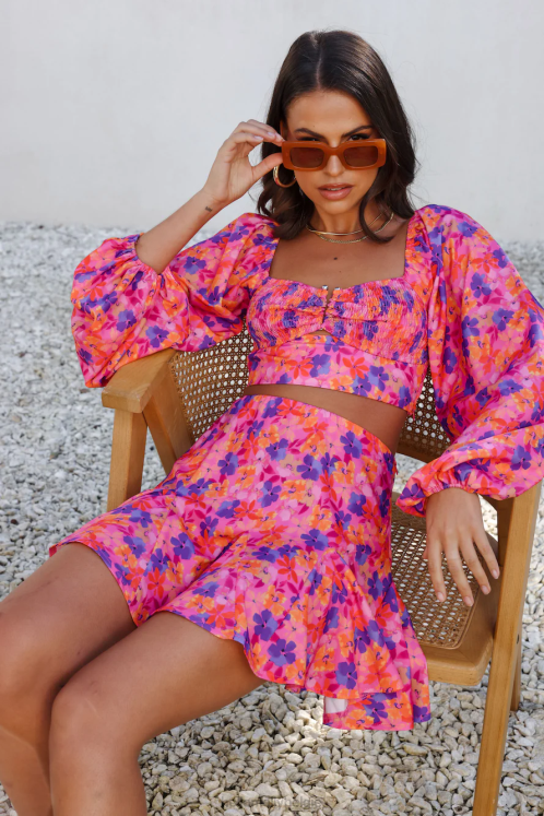 kleding Hello Molly hals over kop rok bloemen XR2L9193