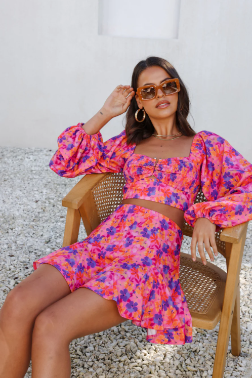 kleding Hello Molly hals over kop rok bloemen XR2L9193