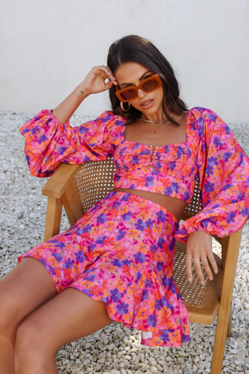 kleding Hello Molly hals over kop rok bloemen XR2L9193