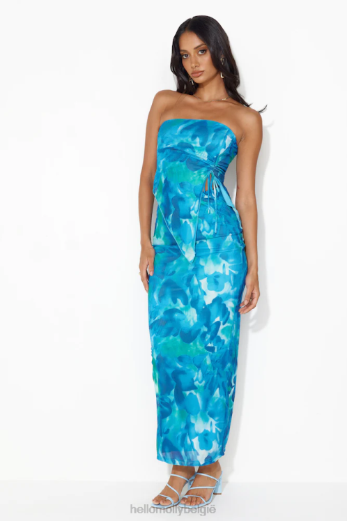 kleding Hello Molly oceaanschat mesh midirok blauw XR2L9517