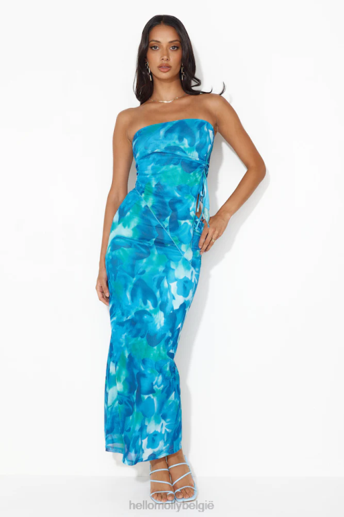 kleding Hello Molly oceaanschat mesh midirok blauw XR2L9517