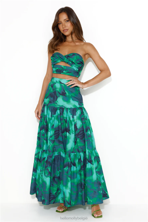 kleding Hello Molly runaway ayla maxi rok calista groen XR2L9587