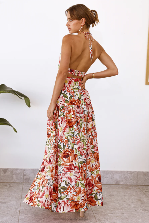 kleding Hello Molly seven wonders madeira maxirok oranje bloemen XR2L9243