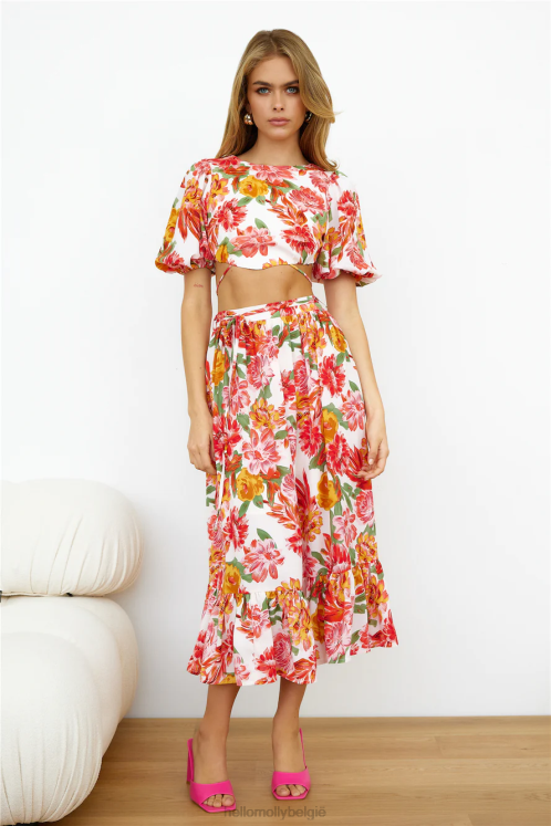 kleding Hello Molly vacay mode midirok roze XR2L9573