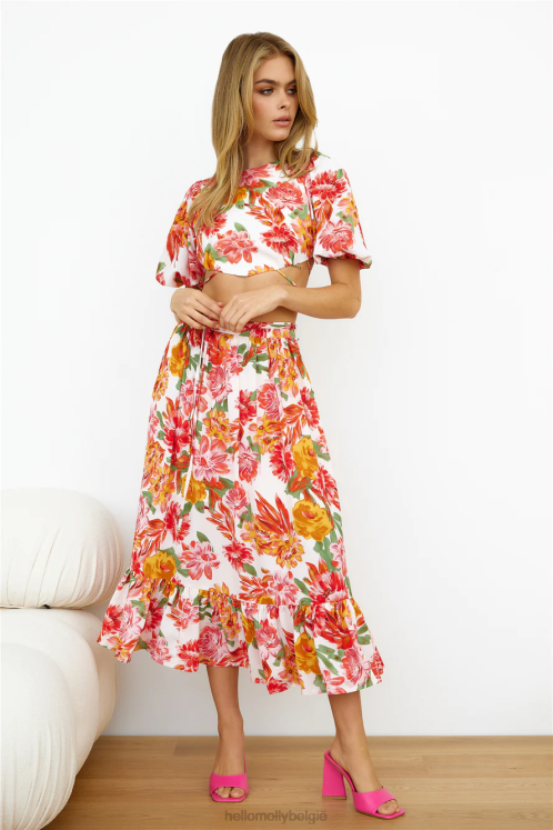 kleding Hello Molly vacay mode midirok roze XR2L9573