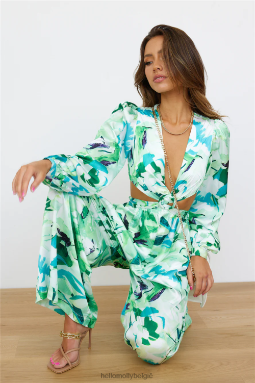 kleding Hello Molly Jaren '70 rand jumpsuit groen XR2L6982