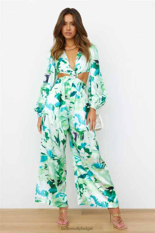 kleding Hello Molly Jaren '70 rand jumpsuit groen XR2L6982