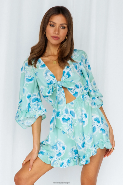 kleding Hello Molly bloeide bloem romper groen XR2L7870