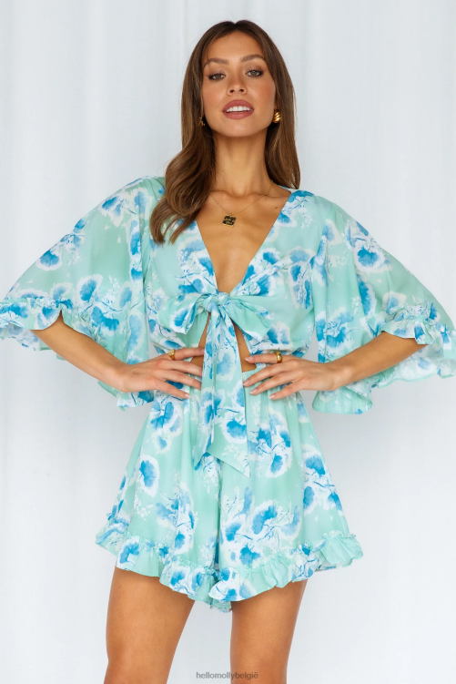kleding Hello Molly bloeide bloem romper groen XR2L7870