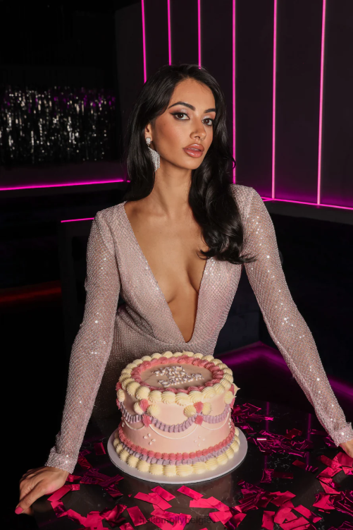 kleding Hello Molly geef mij de diamanten jumpsuit met pailletten roze XR2L7008