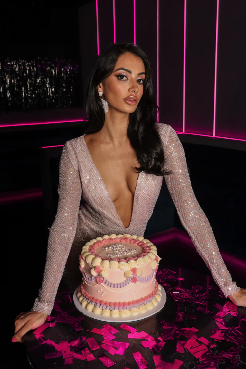 kleding Hello Molly geef mij de diamanten jumpsuit met pailletten roze XR2L7008