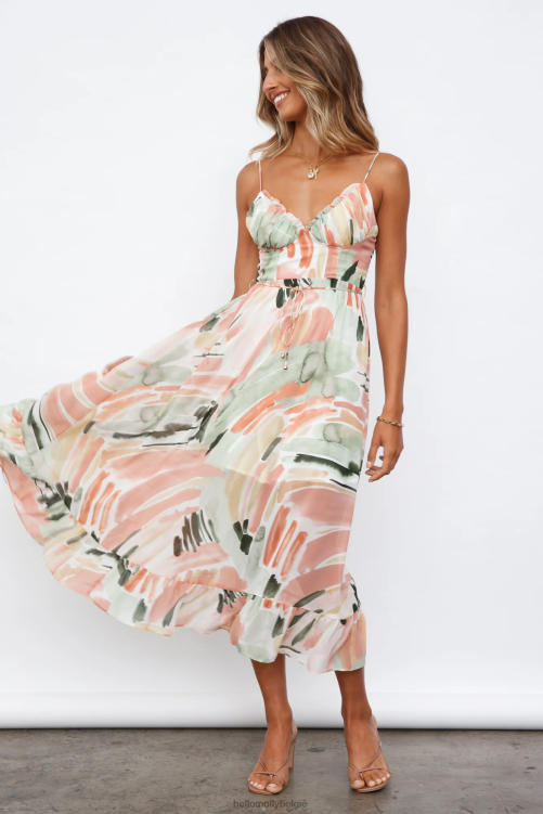 kleding Hello Molly begonia bloei maxi jurk roze XR2L7232