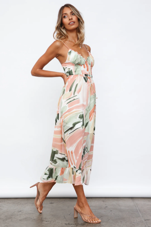 kleding Hello Molly begonia bloei maxi jurk roze XR2L7232