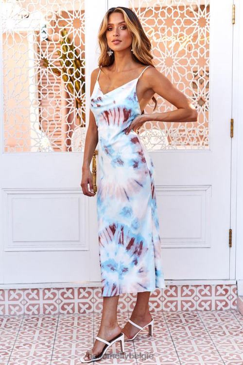 kleding Hello Molly een split beslissing midi-jurk blauw multi XR2L7548