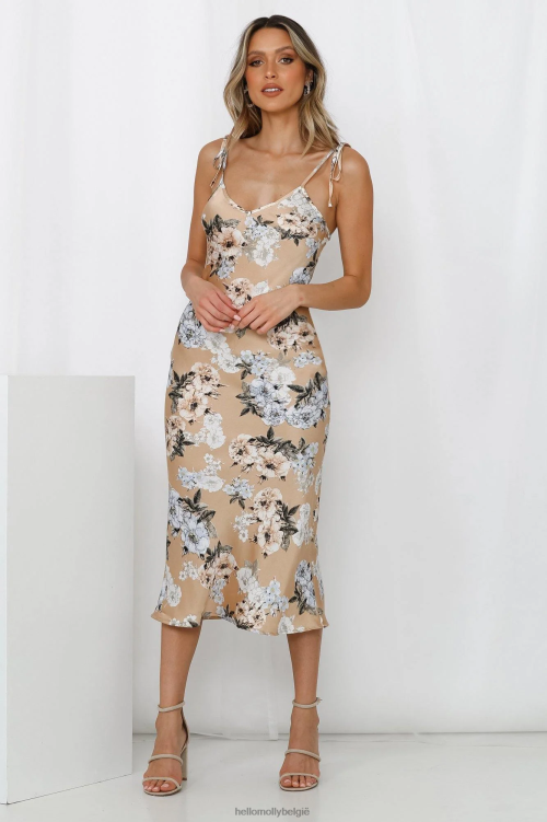 kleding Hello Molly from here to rome midi-jurk beige XR2L7715