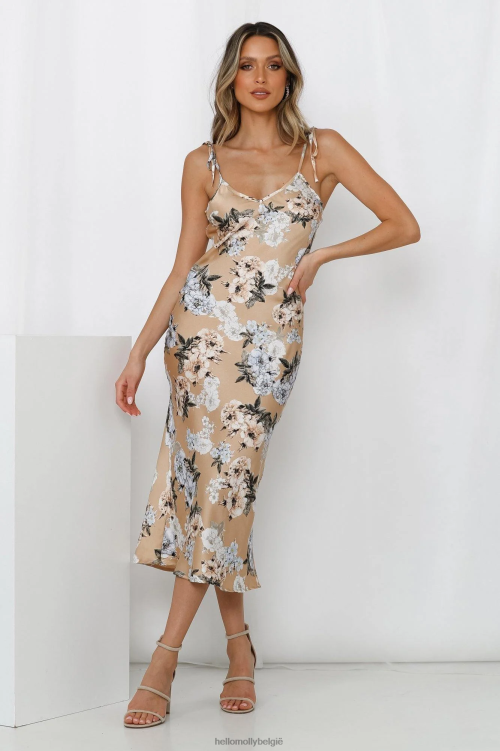 kleding Hello Molly from here to rome midi-jurk beige XR2L7715