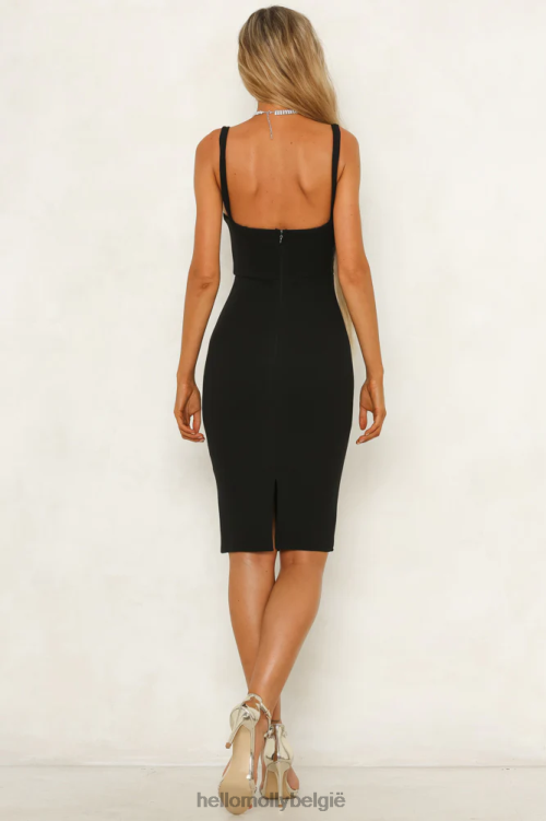 kleding Hello Molly gemaakt in michigan midi-jurk zwart XR2L7336