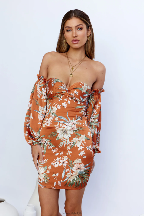 kleding Hello Molly gesuikerde dromen jurk oranje XR2L7618