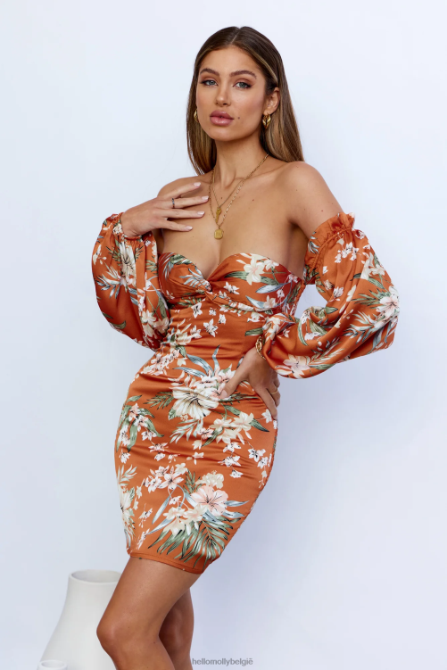 kleding Hello Molly gesuikerde dromen jurk oranje XR2L7618