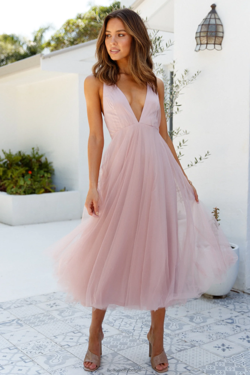 kleding Hello Molly kiss the girl midi-jurk blush XR2L7133