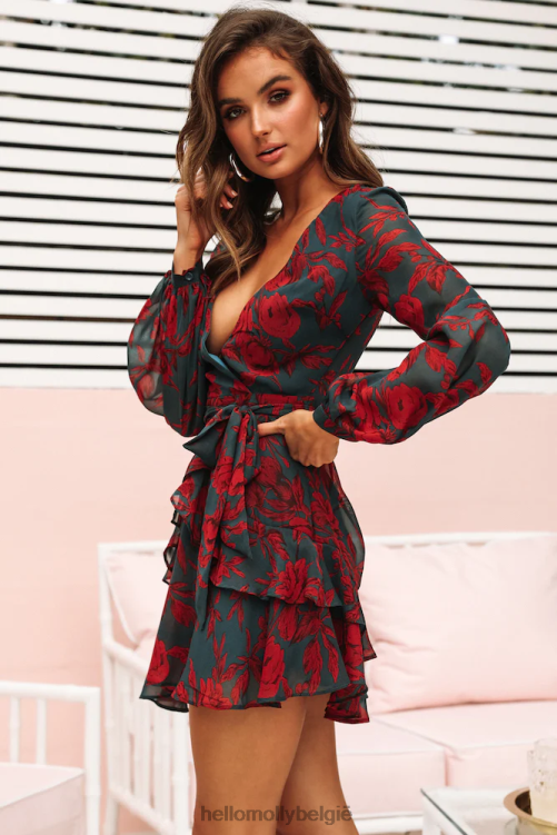 kleding Hello Molly moeilijk te onderhouden jurkje bosgroen XR2L7422