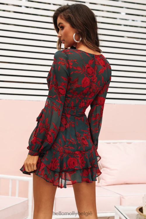 kleding Hello Molly moeilijk te onderhouden jurkje bosgroen XR2L7422