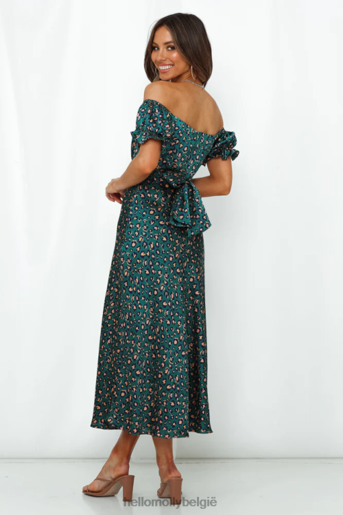 kleding Hello Molly spiced ginger medley maxi-jurk groen luipaard XR2L7152