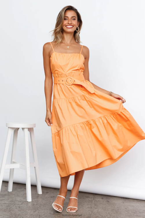 kleding Hello Molly tropicana coole midi-jurk oranje XR2L7684
