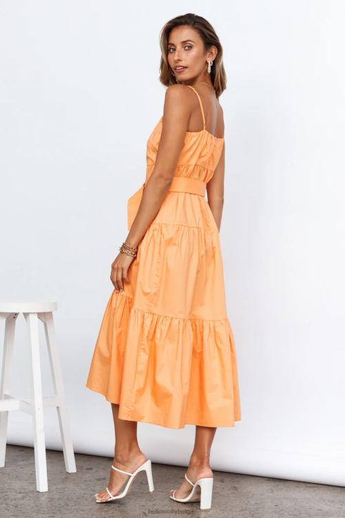 kleding Hello Molly tropicana coole midi-jurk oranje XR2L7684