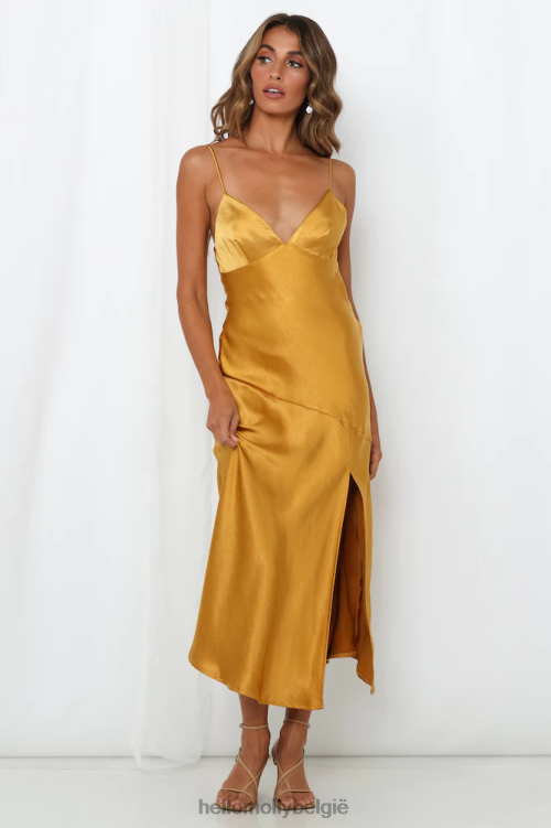 kleding Hello Molly vraag naar een vriend midi-jurk mosterd XR2L7261