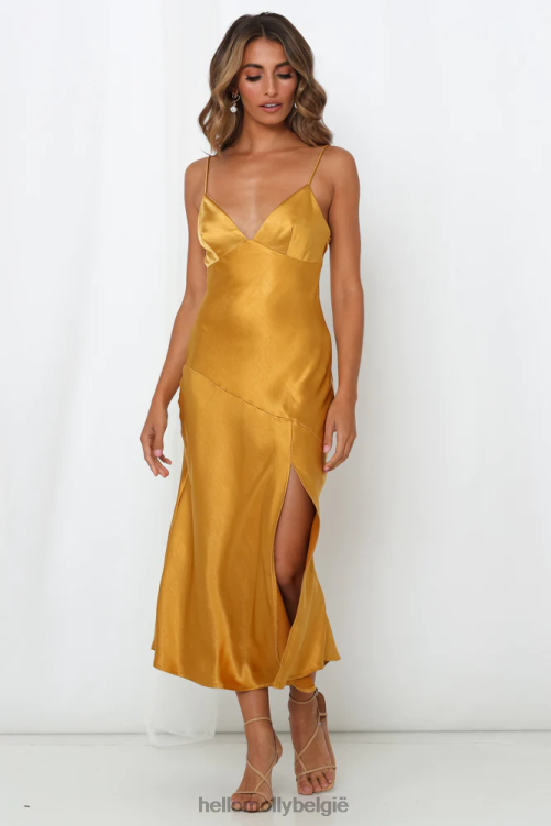 kleding Hello Molly vraag naar een vriend midi-jurk mosterd XR2L7261