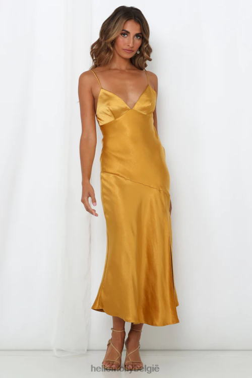 kleding Hello Molly vraag naar een vriend midi-jurk mosterd XR2L7261