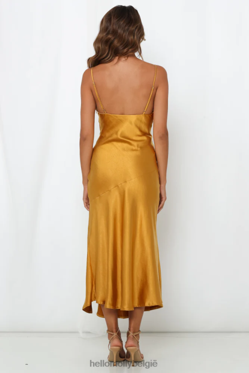 kleding Hello Molly vraag naar een vriend midi-jurk mosterd XR2L7261