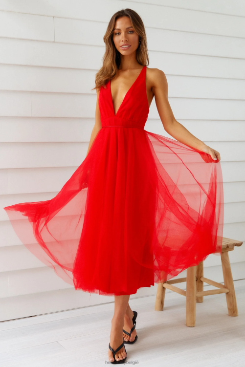 kleding Hello Molly zomerse cinderella midi-jurk rood XR2L7299