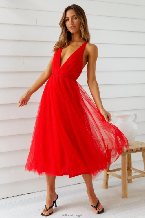 kleding Hello Molly zomerse cinderella midi-jurk rood XR2L7299