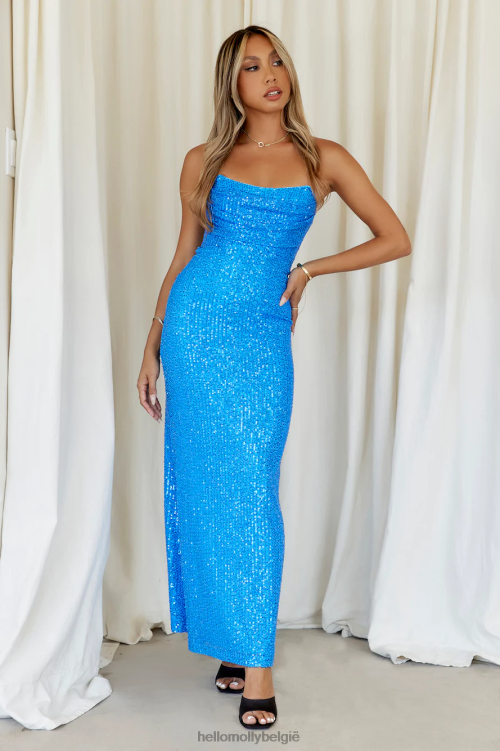 kleding Hello Molly Finest Words maxi-jurk met blauwe pailletten XR2L6405