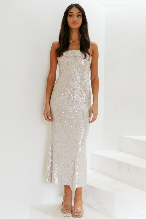 kleding Hello Molly chillen op mijn eigen maxi jurk beige pailletten XR2L6672