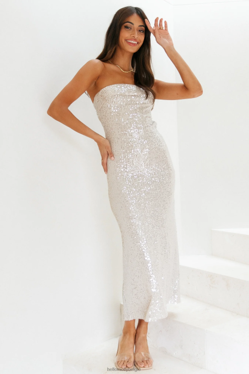 kleding Hello Molly chillen op mijn eigen maxi jurk beige pailletten XR2L6672