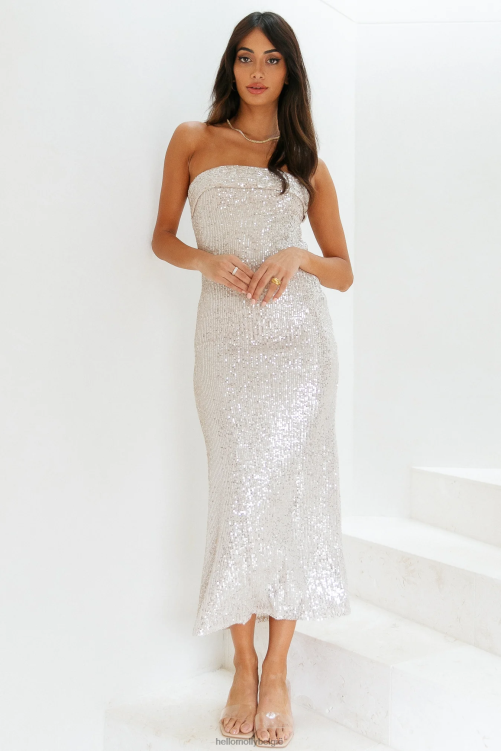 kleding Hello Molly chillen op mijn eigen maxi jurk beige pailletten XR2L6672