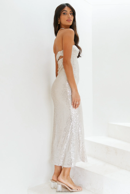 kleding Hello Molly chillen op mijn eigen maxi jurk beige pailletten XR2L6672