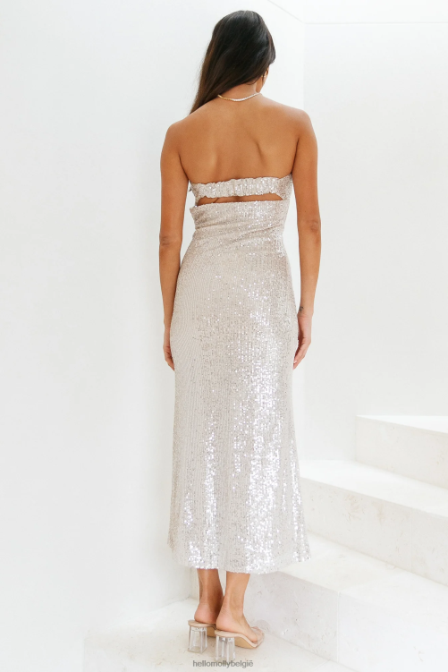 kleding Hello Molly chillen op mijn eigen maxi jurk beige pailletten XR2L6672