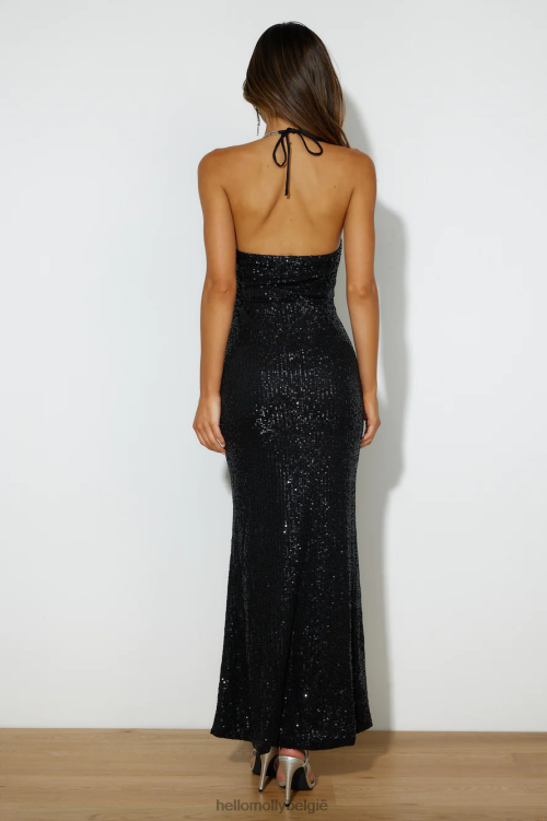kleding Hello Molly fladderende bezienswaardigheden maxi-jurk met pailletten zwart XR2L5980