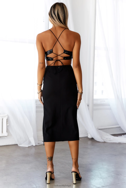kleding Hello Molly koesteren in de nacht midi-jurk met zwarte pailletten XR2L3680