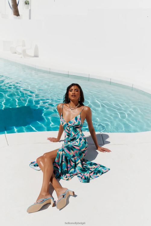 kleding Hello Molly Aloha Honey maxi-jurk blauw XR2L6785