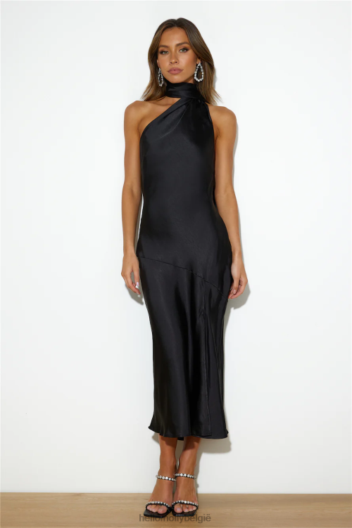 kleding Hello Molly Atheense satijnen maxi-jurk zwart XR2L6127