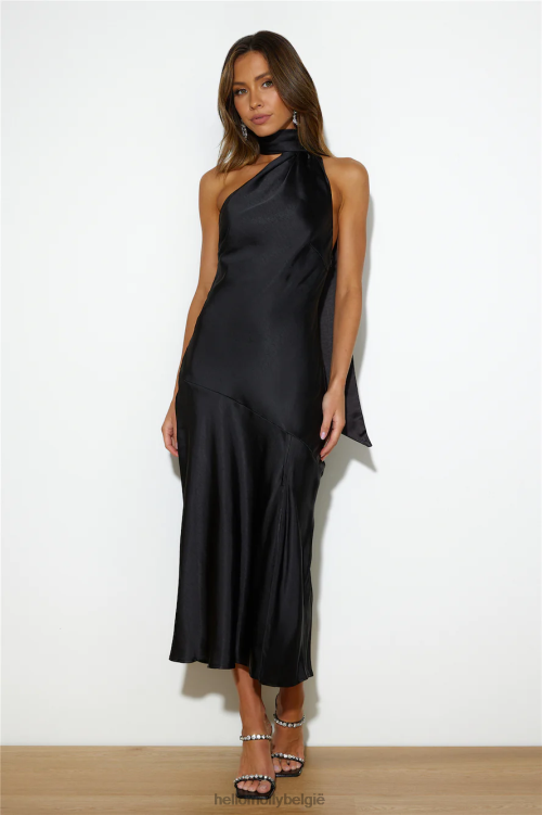 kleding Hello Molly Atheense satijnen maxi-jurk zwart XR2L6127