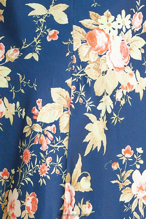 kleding Hello Molly Blooming Passions satijnen maxi-jurk marineblauw XR2L5949