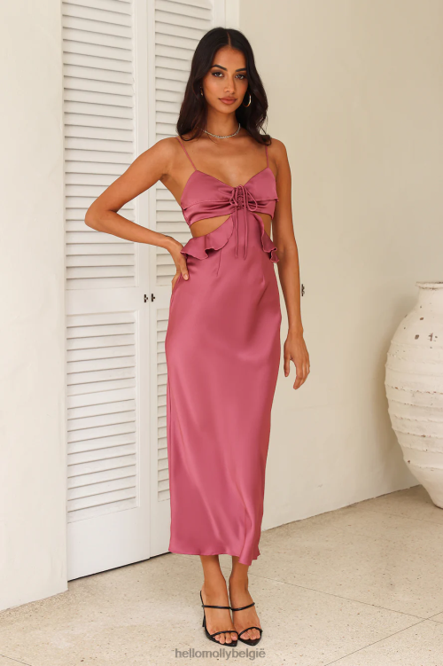 kleding Hello Molly Cherishing Moments satijnen maxi-jurk roze XR2L5714